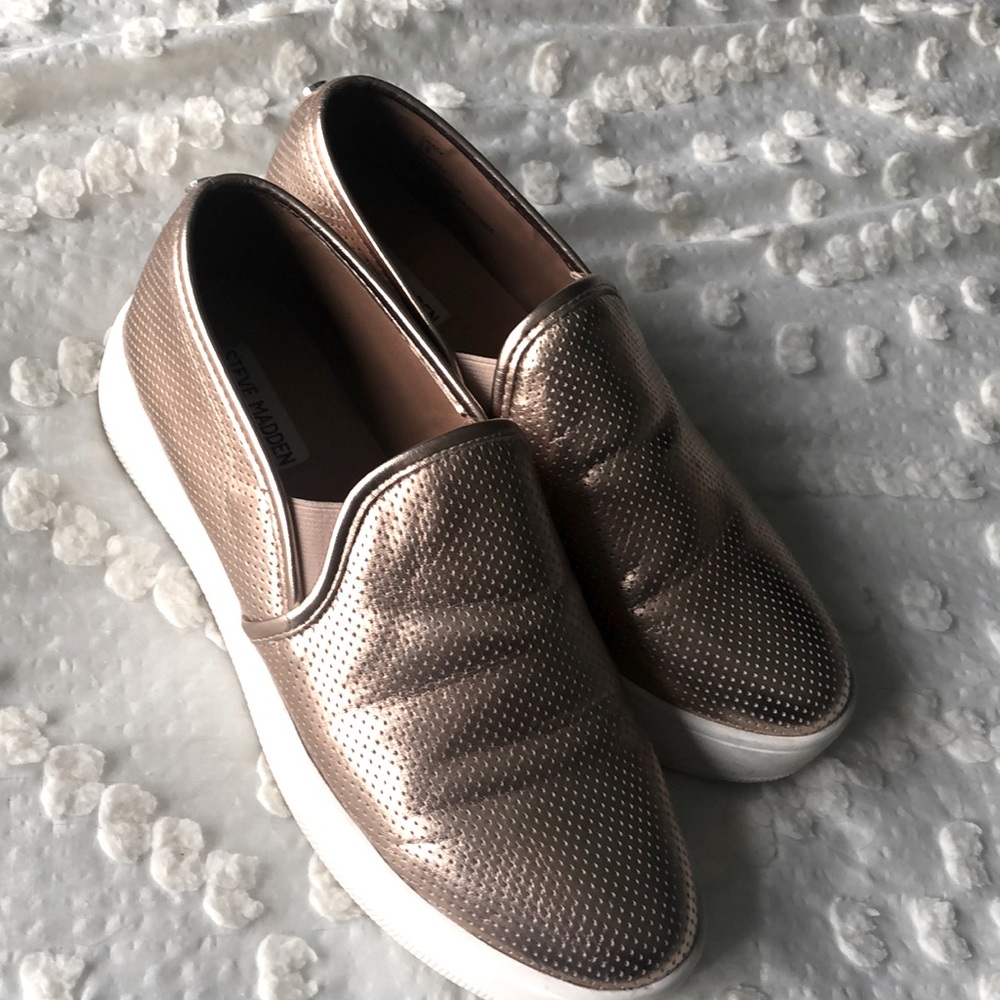Steve Madden Rose Gold Slip Ons